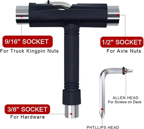 Miniatura 2 de C&Xanadu Upkeep All-in-One Multi-Function Portable Skate Tool with 2-in-1 Allen Wrench & Phillips Head Screwdriver for Adjusting and Tightening