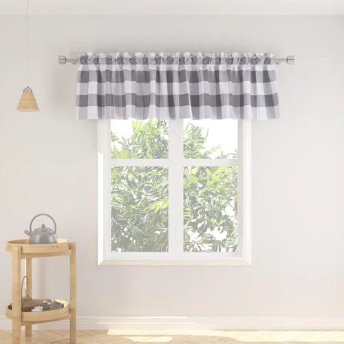 Miniatura 113 de Cenefas de cortina para ventana de 16 pulgadas de largo, 2 paneles de cuadros búfalo, cortinas pequeñas con bolsillo para barra, estilo clásico