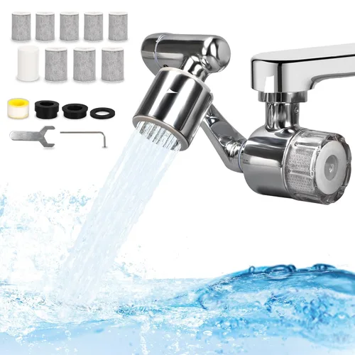 Extensor de grifo giratorio de 1080°, filtro de fregadero de baño, filtro de agua de grifo con 2 modos de salpicadura, sistema de filtración de tasa