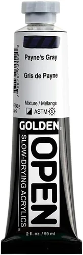 Miniatura 13 de GOLDEN OPEN Acrílicos de secado lento, negro hueso, tubo de 2 onzas líquidas, pintura acrílica profesional, semitransparente Hueso negro