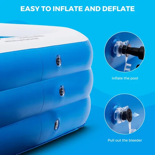 Miniatura 6 de Piscina inflable con luces de piscina, 130 x 72 x 22 pulgadas, piscina familiar inflable grande de tamaño completo, fiesta acuática de verano, al