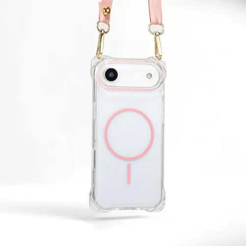 Miniatura 17 de Funda Magnética Cruzada para iPhone 17 Pro, Naranja, Marco Suave Magnético Transparente PC Trasero A Prueba de Golpes Funda Protectora para Teléfono