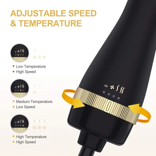 Miniatura 5 de Volumizador de cepillo secador de pelo, tecnología iónica, seguridad ALCI, cable giratorio 360, dorado