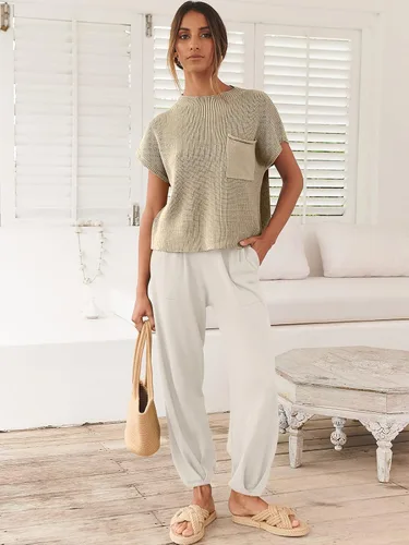 Miniatura 2 de ANRABESS Conjunto de dos piezas para mujer, suéter de punto y pantalones de cintura alta