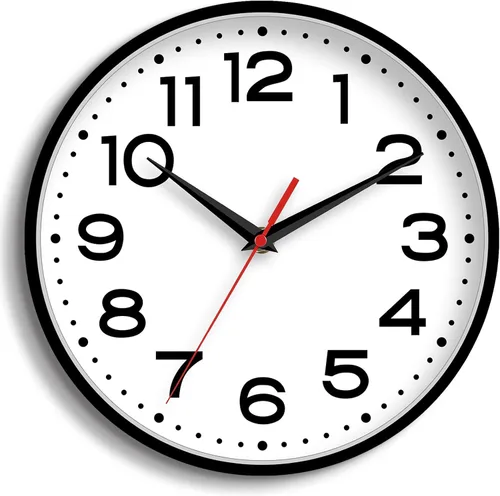 Miniatura 18 de Roymnie Atomic - Reloj de pared de 10 pulgadas, moderno, funciona con pilas, clásico, analógico, decorativo, para cocina, sala de estar, oficina