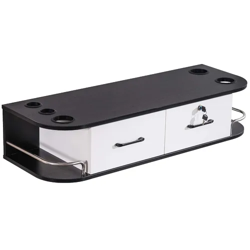 BarberPub Beauty Lock - Estación de estilo de montaje en pared con cajones de almacenamiento, equipo de peluquería y spa 6154-5012 (negro y blanco)