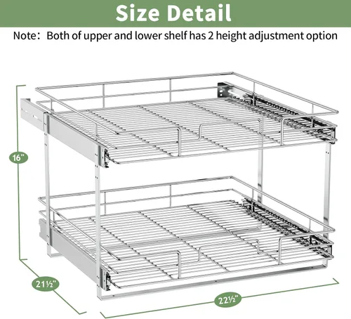 Miniatura 3 de ROOMTEC Organizador de armario extraíble (22½ pulgadas de ancho x 21.5 pulgadas de profundidad), 2 niveles de almacenamiento extraíble para cajón
