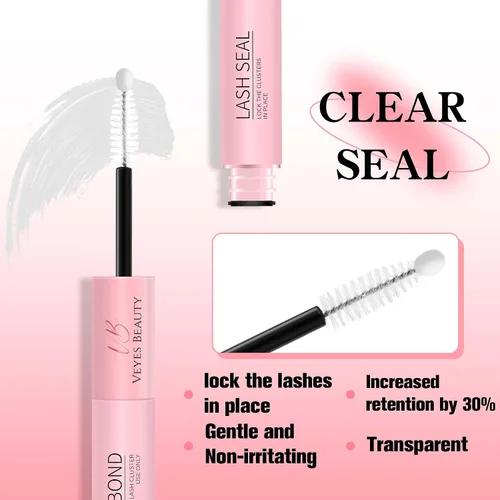 Miniatura 4 de VEYESBEAUTY Pegamento de pestañas 2 en 1 impermeable para extensiones de pestañas de larga duración, fuerte sujeción individual, pegamento para Negro