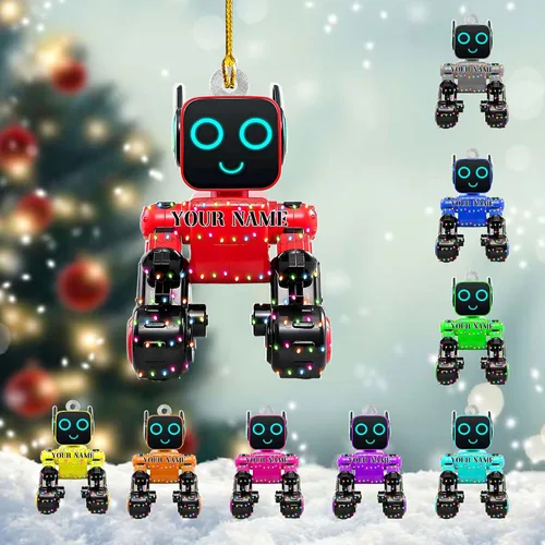 Miniatura 18 de Adorno de robot personalizado 2025, adornos de robot para árbol de Navidad, adorno de robótica, decoración colgante para árbol de Navidad (Robot1)