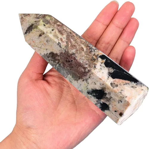 Miniatura 24 de AMOYSTONE Obelisco de Piedra de Sangre Africana Varita de Cristal Curativo Grande Torre Columna Facetada de 6 Lados Reiki Chakra Meditación Terapia