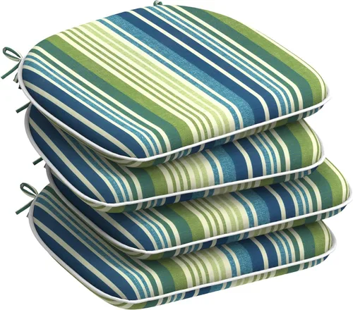 Miniatura 64 de DYTXIII Juego de 2 cojines para sillas de exterior con lazos, almohadillas repelentes al agua para sillas de patio de 17 x 16 pulgadas para muebles