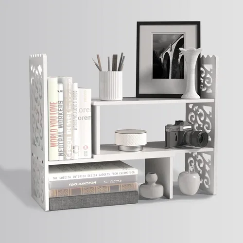 Miniatura 9 de MASAKA B&W - Organizador de escritorio de almacenamiento Kawaii para tu espacio de escritorio, estante de exhibición para plantas Double H, estante