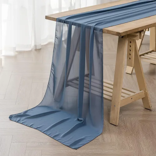 Miniatura 7 de Paquete de 6 caminos de mesa de gasa de 9 pies de 14 x 108 pulgadas, camino de mesa romántico transparente para boda, fiesta de cumpleaños
