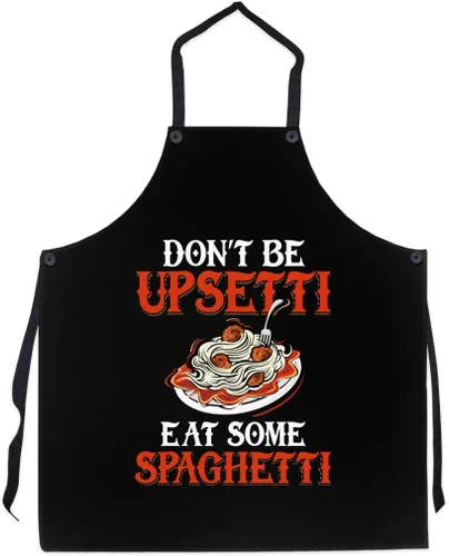 P.S. I Love Italy Delantal Eat Some Spaghetti – Delantal italiano con peto fresco y lindo para hombres y mujeres