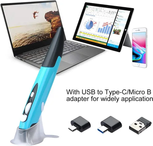 Miniatura 3 de lychee Ratón óptico inalámbrico de bolsillo, 2.4 GHZ USB inalámbrico óptico mini ratón de aire para PC, portátil, computadora portátil Mac (azul)