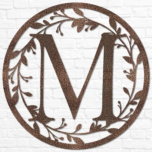 Miniatura 6 de Letra Monograma Circular de Metal con Enredaderas Letrero Monograma de Pared Regalo para Parejas Decoración de Letras Monograma