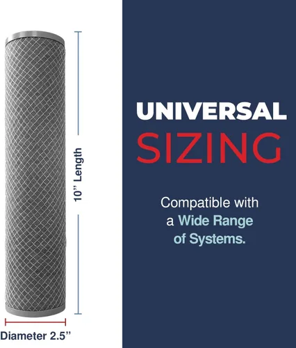 Miniatura 5 de Fabricado en Estados Unidos, 5 micrones, 2.5 x 10 pulgadas, cartucho de filtro de agua para sedimentos de carbono CTO para toda la casa compatible