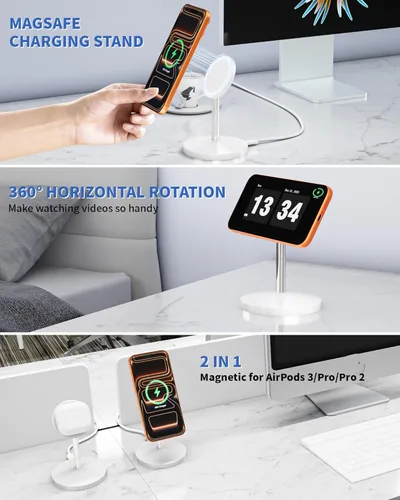 Miniatura 7 de Soporte de cargador inalámbrico magnético, cargador rápido de 25 W, soporte para iPhone, estación de carga inalámbrica con imán de 6 pies