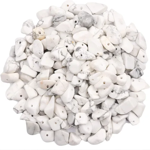 Miniatura 33 de 500 piezas Cuentas de piedra de chip natural, Alabastro 5-8 mm Piedras preciosas irregulares curativas de cristal sueltas con agujero perforado