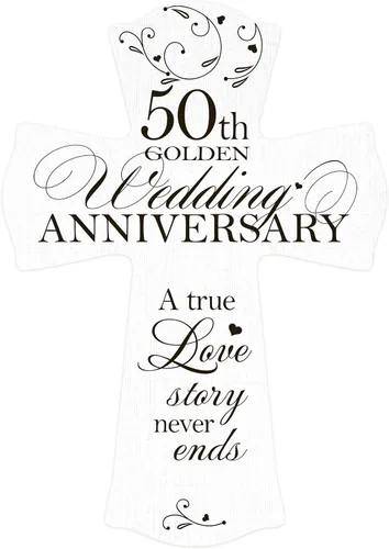 Miniatura 13 de LifeSong Milestones Cruz de pared del 50º aniversario de boda: símbolo atemporal de amor y compromiso, decoración elegante para celebración