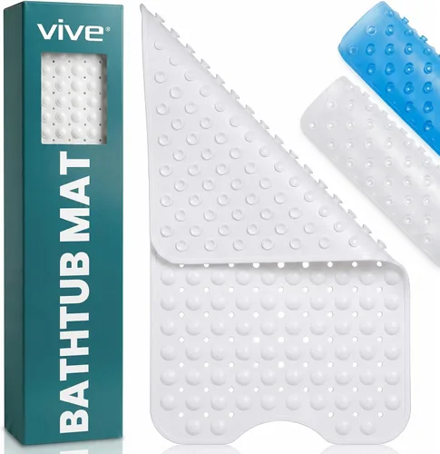 Miniatura 10 de Vive Tapete de bañera para suelos de baño y ducha, almohadilla antideslizante de goma con succión para bañera, baño, ancianos, niños, respetuosa