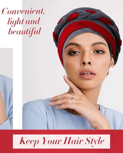 Miniatura 3 de SATINIOR 4 piezas de turbante africano para mujer, turbante con cuentas