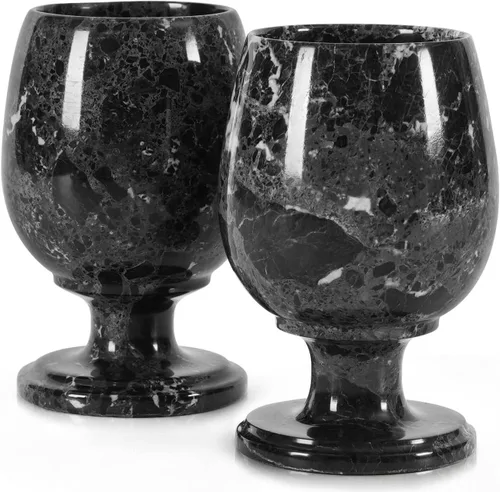 Miniatura 7 de Radicaln Juego de copas de vino de mármol de 2 piezas, hechas a mano, de 5" pulgadas, copas de vino con tallo para decoración de bar en el hogar
