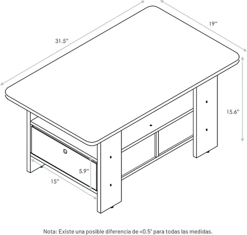 Miniatura 3 de Furinno 11158DBR/BK - Mesa de centro con almacenaje Espresso/Marrón