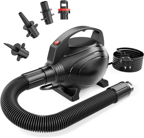 Miniatura 7 de Bomba de aire eléctrica para inflables, colchón de aire, inflador/deflector de llenado rápido de 500 W/650 W con 4 boquillas, CA portátil de 110 a