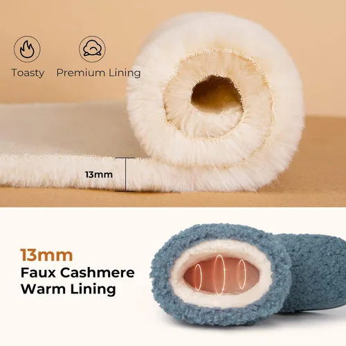 Miniatura 3 de HomeTop Pantuflas para botas de mujer con espuma viscoelástica cálida, para interiores y exteriores, con suela de goma