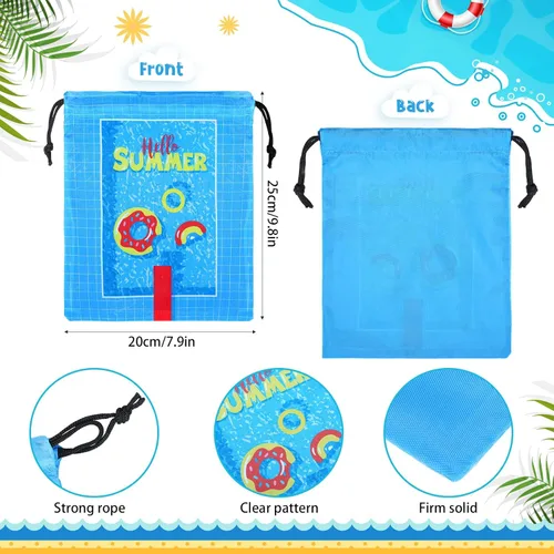 Miniatura 4 de Boao 12 bolsas con cordón para fiesta en la piscina, regalo de playa, bolsa de regalo para verano, fiesta temática de playa, suministros