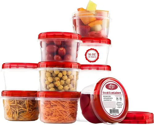Miniatura 8 de AQUA BLUE Recipientes de almacenamiento para congelador de sopa con tapas superiores giratorias [16 onzas – paquete de 10 unidades] Recipiente