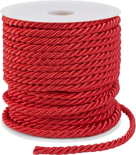 Miniatura 20 de Cuerda de seda trenzada de 27 yardas, cuerda decorativa gruesa de satén negro de 0.118 pulgadas, cordón para manualidades, amarre de cortina