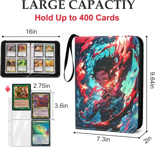Miniatura 3 de Carpeta de tarjetas de 400 bolsillos para tarjetas de anime, portátil, impermeable, libro de almacenamiento de tarjetas de One Piece con fundas