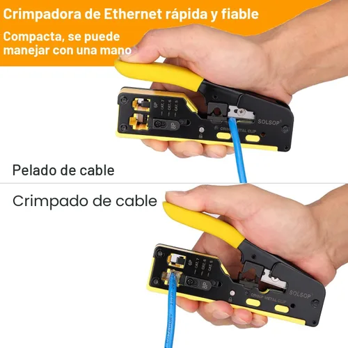 Miniatura 7 de Solsop Herramienta de Engaste RJ45 Herramienta de Engaste de Paso Herramienta de Engaste Cat5e Cat5 CAT6