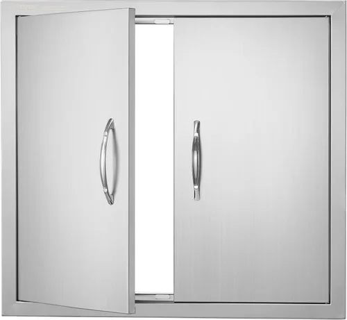 Miniatura 21 de VEVOR Puerta de acceso para barbacoa, 36 pulgadas de ancho x 21 pulgadas de alto, puerta de cocina doble para exteriores, puerta de acero inoxidable