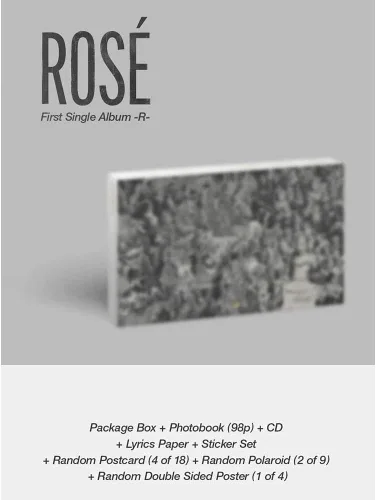 Blackpink Rose First Single Album R (incluye tarjeta fotográfica oficial/póster de pedido anticipado incluido, plegado) Beneficio de pedido