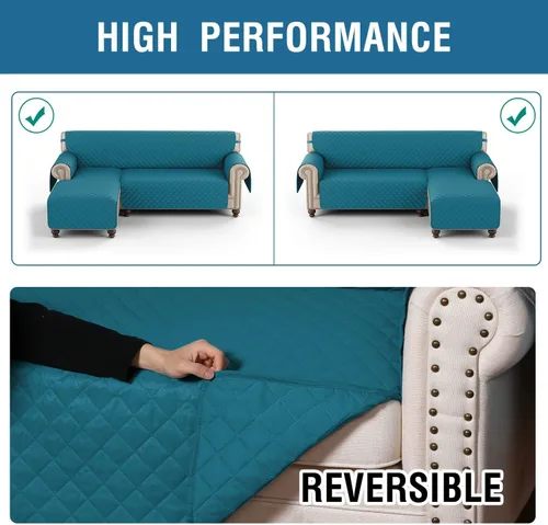 Miniatura 3 de Funda de sofá modular, 1 pieza, reversible, impermeable, en forma de L, protector de muebles para niños, perros y gatos con correas elásticas