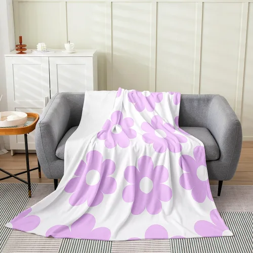 Miniatura 11 de Manta de franela de forro polar rosa femenina, manta de cama para todas las estaciones de los años 70 para cama, sofá, sofá, bonita manta de felpa