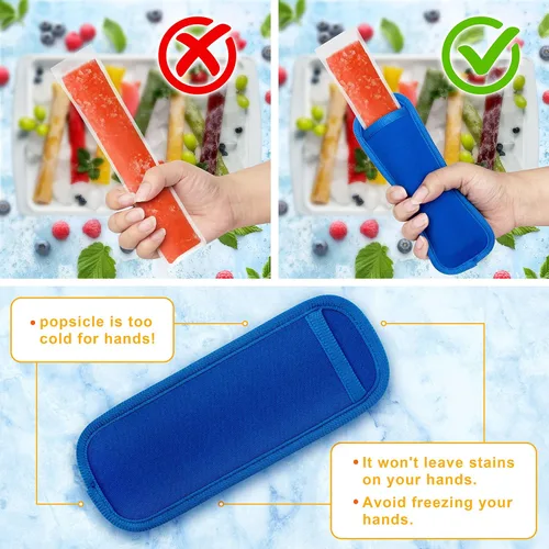 Miniatura 4 de Paquete de 6 bolsas reutilizables para paletas congeladas, fundas para palitos de hielo para niños, moldes de paletas para tubos de yogur