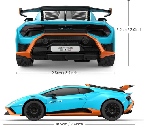 Miniatura 4 de RASTAR por Lamborghini Huracan STO RC Car 1:24 Escala Control Remoto Coche de Juguete, Vehículo Modelo R/C para Niños Negro RC - Azul