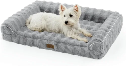 Miniatura 22 de COZY KISS Cama ortopédica de piel sintética de conejo para perro, cama grande para perro, sofá de espuma de apoyo para mascotas con funda de forro