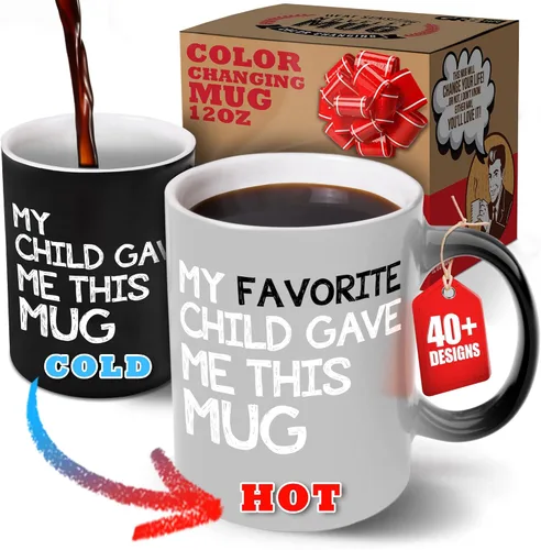 Taza de café de 12 onzas que cambia de color - My Favorite Child Gave Me This Mug - Las mejores tazas divertidas de té y café para mujeres. Bonita
