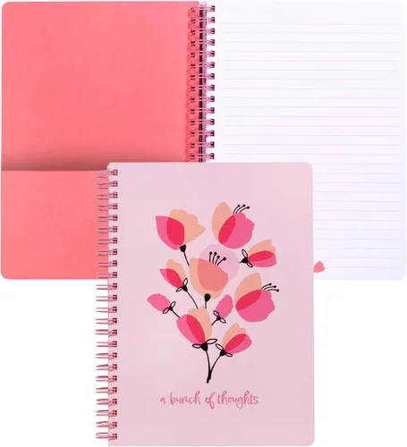 Miniatura 22 de Steel Mill & Co - Cuaderno de espiral mini lindo, 8.25" x 6.25", diario con tapa dura y 160 páginas forradas, diseño floral naranja Anaranjado floral