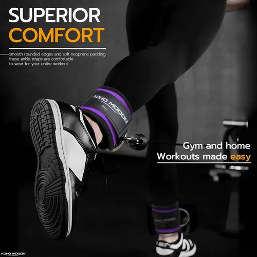 Miniatura 20 de AOHO MOOON Correas de tobillo ajustables y cómodas para máquinas de cable para mujeres, correa de pierna para gimnasio, tobillera para glúteos, Azul