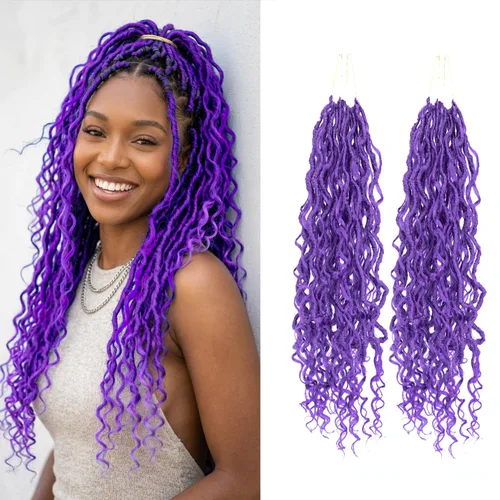 Miniatura 19 de 8 Paquetes de Rastas Falsas Bohemias de Ganchillo de 14 Pulgadas, Rastas Suaves de Ganchillo con Extremos Rizados, Pre-enrolladas, Cabello de 1B/27#