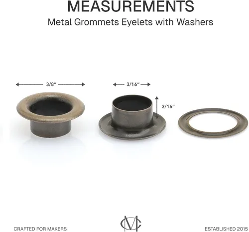 Miniatura 4 de CRAFTMEMORE Juego de 100 ojales de metal de bronce de latón antiguo con arandelas para núcleos de cuentas, ropa, cuero, lona (latón antiguo)