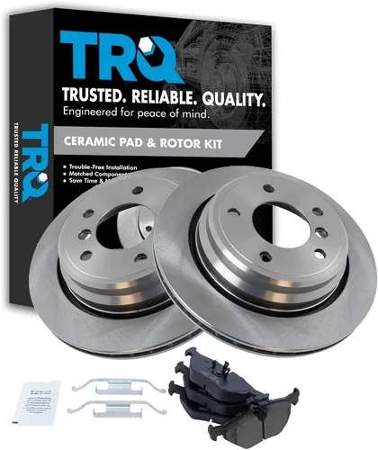 Miniatura 70 de TRQ Kit de rotor de freno trasero y pastillas de cerámica Posi premium compatible con camioneta Chevy GMC