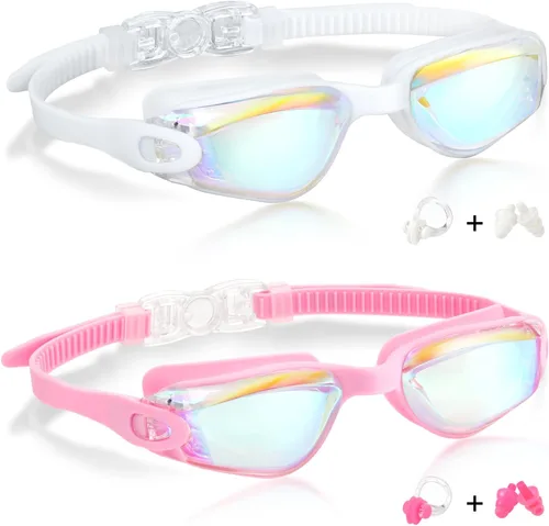 Miniatura 16 de Aegend - Gafas de natación de 2 unidades, gafas de natación para niños, niños y niñas de 3 a 14 años Azul y verde claro