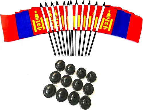 Miniatura 18 de Paquete de 12 banderas de escritorio de oficina en miniatura de poliéster Afganistán de 4 x 6 pulgadas y pequeñas banderas de mesa, 1 docena de mini